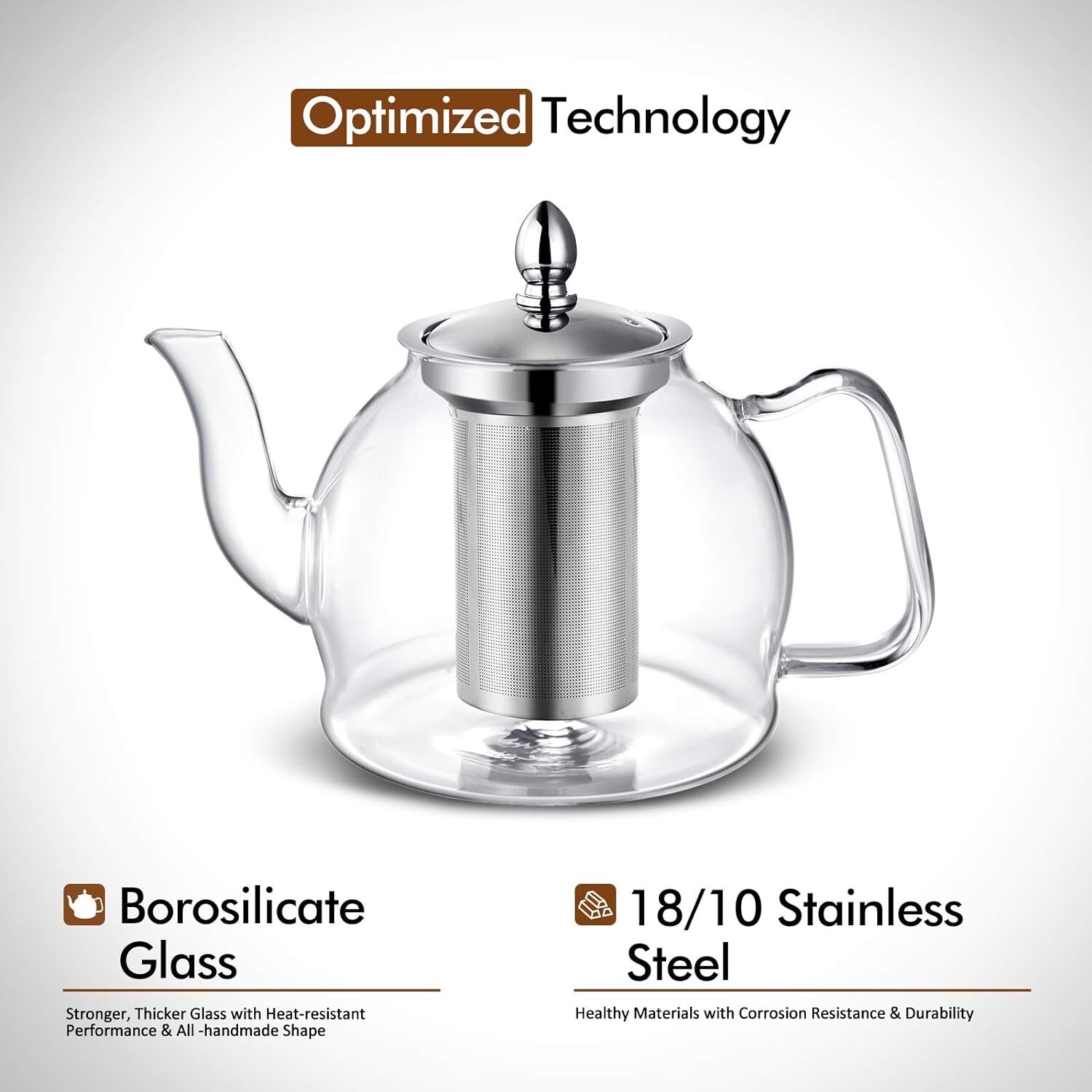 33oz Large Glass Teapot with Removable Infuser Stovetop Safe Tea Kettle