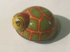 Vintage Metal Tin Friction Turtle Toy Small  Colorful