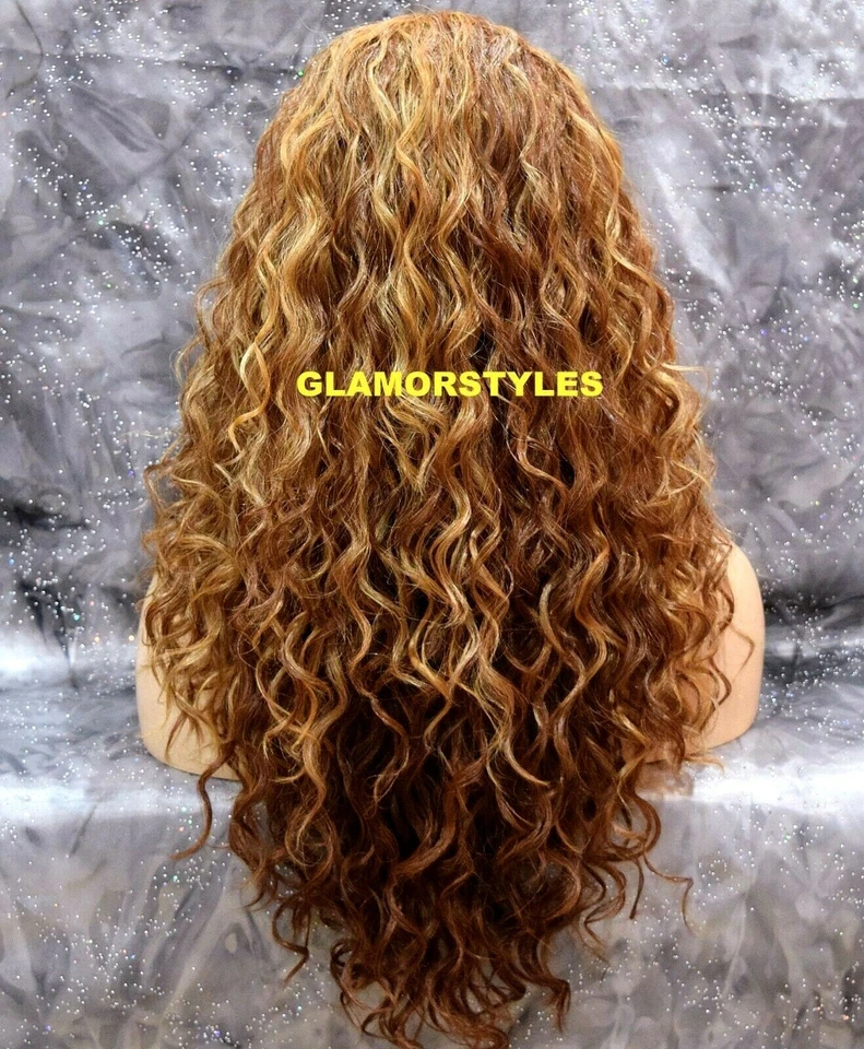 PERUCA COMPLETA FRENTE DE RENDA LONGA CAMADA ENCARACOLADA ABURN MORANGO LOIRO MIX CALOR OK NOVA COM ETIQUETAS - Imagem 4 de 4