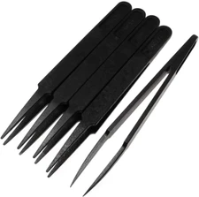 MMOBIEL 5Pcs Anti-Static Multifunctional Plastic Precision Tweezers Set, Pointed