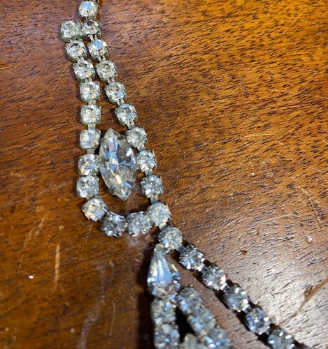 Vintage Crystal Rhinestone Statement Necklace - Picture 2 of 9