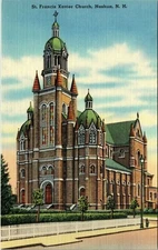 Nashua New Hampshire St. Francis Xavier Church  Antique Postcard 1930-1945
