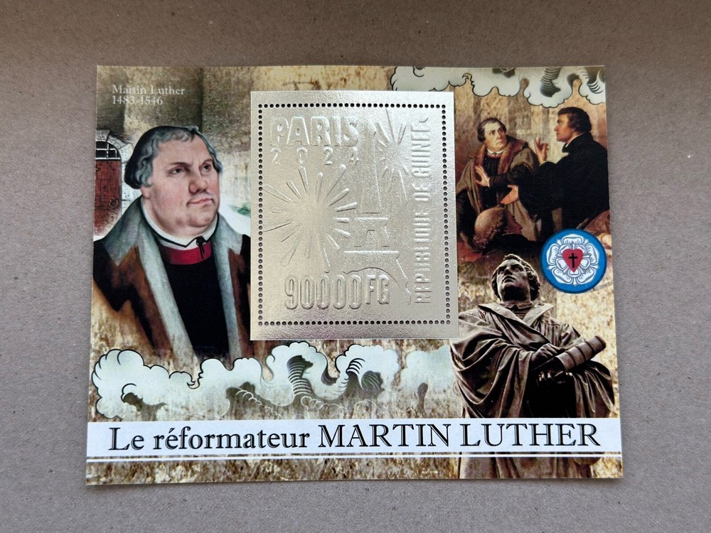 Stamps. Reform Martin Luther 8 blocks Foil Silver perforated NEW 2024 year
