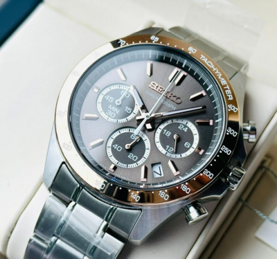 Seiko Spirit SBTR026 Chronograph Brown Dial Stainless Steel Men's
