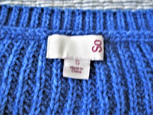 "So" BLUE LONG SLEEVE KNIT PULLOVER SWEATER. SIZE: JUNIOR SMALL. NWT - Picture 3 of 4