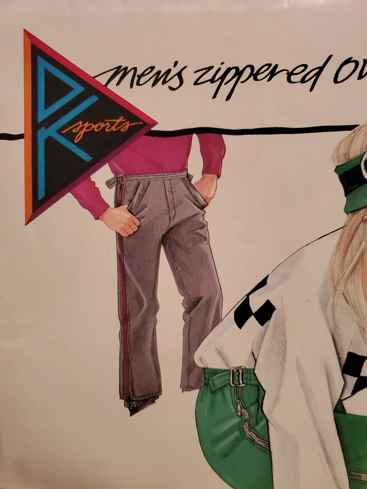 MENS Ski Over Pants UNCUT Sewing Pattern Full Zip XS Small Medium Large XL 1987 - Image 2 of 4
