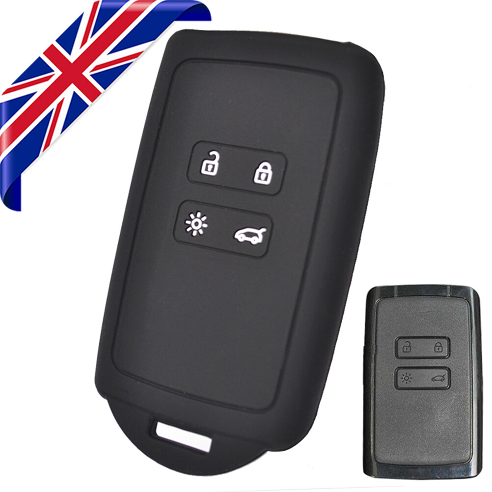 Cover In Silicone Per Chiave Auto Compatibile Renault Captur Megane Clio Zoe Dacia Sandero - 4 Pulsanti - Nero