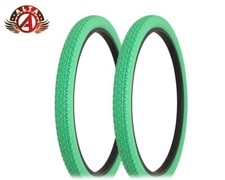 2 ALTA BICYCLE WIRE BEAD CRUISER TIRES 26 x 2.125 GREEN HEAVY DUTY DIAMOND TREAD