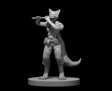 Kitsune Bard with Flute 28mm Scale DND D D Tabletop Miniature