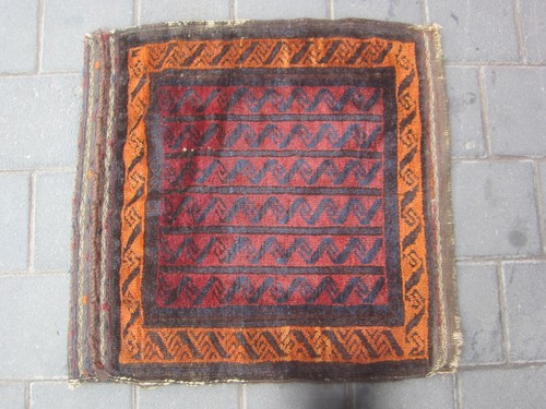 Antike Handgefertigte Türkische Tasche Gesicht Teppich Wolle 55x53-cm / 21,6x20,8-inches - Bild 10 von 12