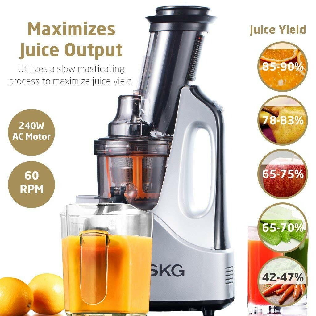 SKG Wide Chute Anti-Oxidation Slow Masticating Cold Press Juicer 2088 (Silver)