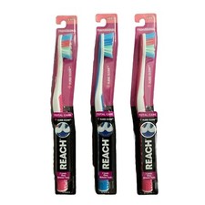 3 REACH Total Care Floss Clean Professional Toothbrush Soft Pink  Blue