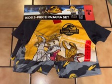 Jurassic World Kids' 3 piece Polyester Pajama Set Size 6 NEW