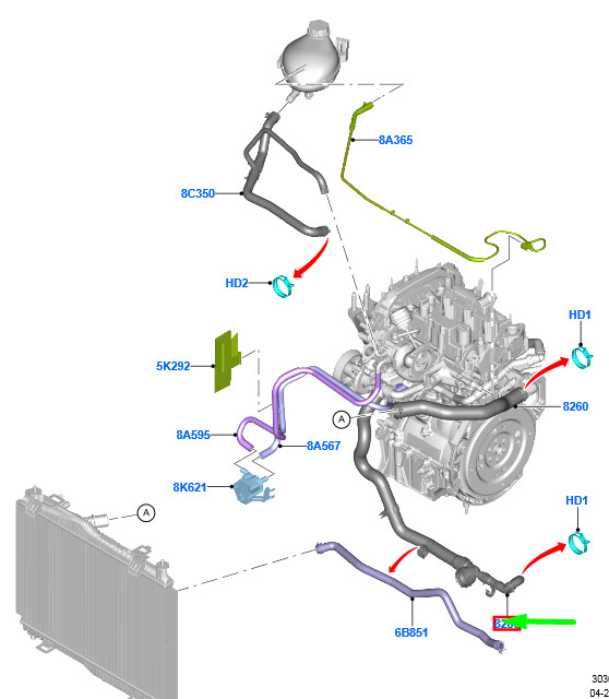 FORD FIESTA MK7 Kühlsystemschlauch 2302831 H6BG-8B273-ED NEU  