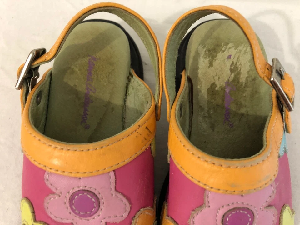 Zapatos sin cordones Hanna Andersson rosa multicolor floral cuero niñas pequeñas talla 25 Foto 4 de 4