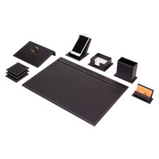 9 PCS Leather Desk Organizer Set-Office Desk Accessories-Black Leather Desk Set