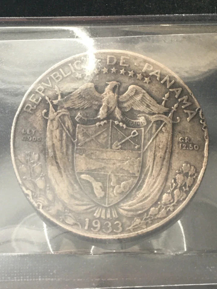 1933  Panama, 1/2 Balboa, Coin Mart Graded **VF-30 Marks** KM# 12.1 - Image 4 of 4