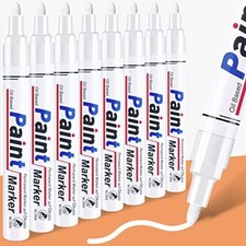 Permanent Marker Waterproof - 8 Paint Markers for Metal Surfaces Tire White