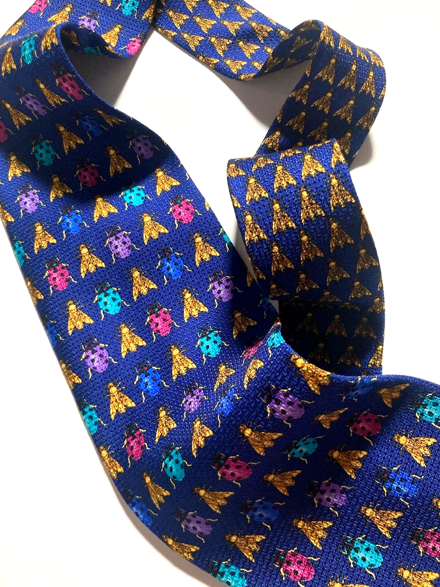 GIANNI VERSACE VINTAGE '90s BAROQUE LADYBUGS HORNET TIE GIANNI VERSACE VINTAGE '90s BAROQUE LADYBUGS HORNET TIE