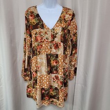 Andree By Unit Vibrant Life Bell Sleeve Babydoll Mini Dress Women's Size M Boho