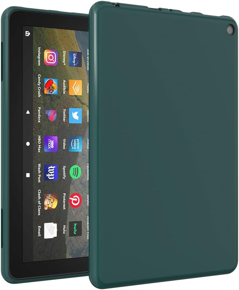 Kindle Fire HD 8 & 8 Plus Case, Soft Silicone Cover, Dark Green-image