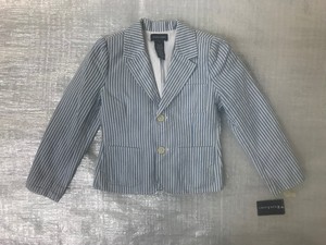 light blue striped blazer