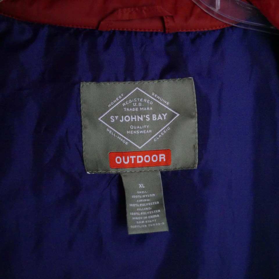 St. John's Bay Women's Size XL Button Up Quilted Light Jacket Red Rust