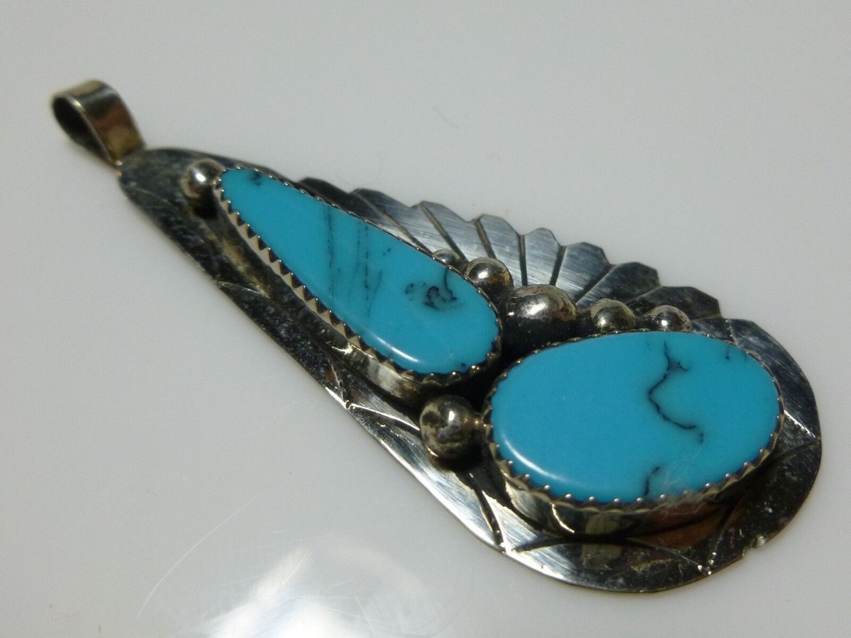 LAURA DABBS STERLING SILVER TURQUOISE NAVAJO SOUTHWESTERN PENDANT