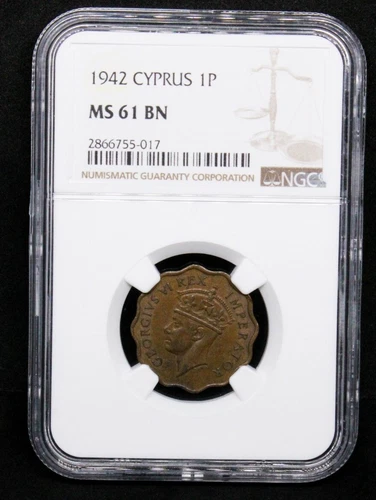 1942 Piastre, Cyprus. King George VI. NGC MS61 UNC KM-23a