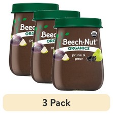  3 pack Beech-Nut Organics Stage 2 Organic Baby Food Prunes  Pears, 4 oz Jar