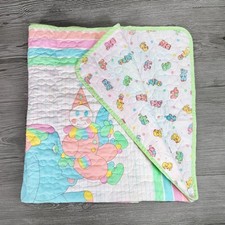 Vintage Pastel Baby Crib Blanket Quilt Elephanet Monkey Seal Animal Clown Circus