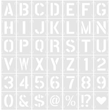 4 Inch 42 Pcs Reusable Letter Number Symbol Stencils, 4 inch White , White