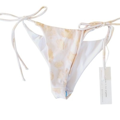 Almost Naked S String Bikini Bottom Womens Small Brazilian Peach Side Ties NWT