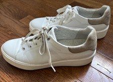 Naturalizer Morrison 2.0 Sneaker Lace Up White Leather Gray Suede 8.5M w/Box