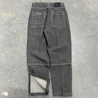 Vintage Y2K 00s Sean John Gray Stitch Baggy Wide Leg Zipper Detail Jeans 32x32