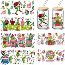 UV DTF Cup Wraps Sticker - 6 Sheets Christmas Rub on Transfers for Crafts for