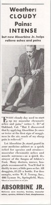 Absorbine Jr. Vintage Print Ad 1930s Rheumatic Pain Relief Medicine