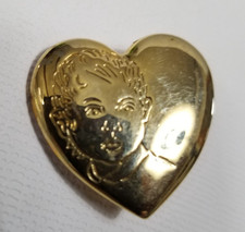 Vintage THE VARIETY CLUB Etched Children’s Charity Gold Tone Heart Pin Brooch