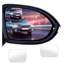 2pcs Blind Spot Car Mirror Hd Glass Rotate Adjustable Rectangular Black