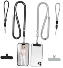 Phone Lanyard, 2 Pack Adjustable Cell Phone Lanyard Crossbody Neck Black grey