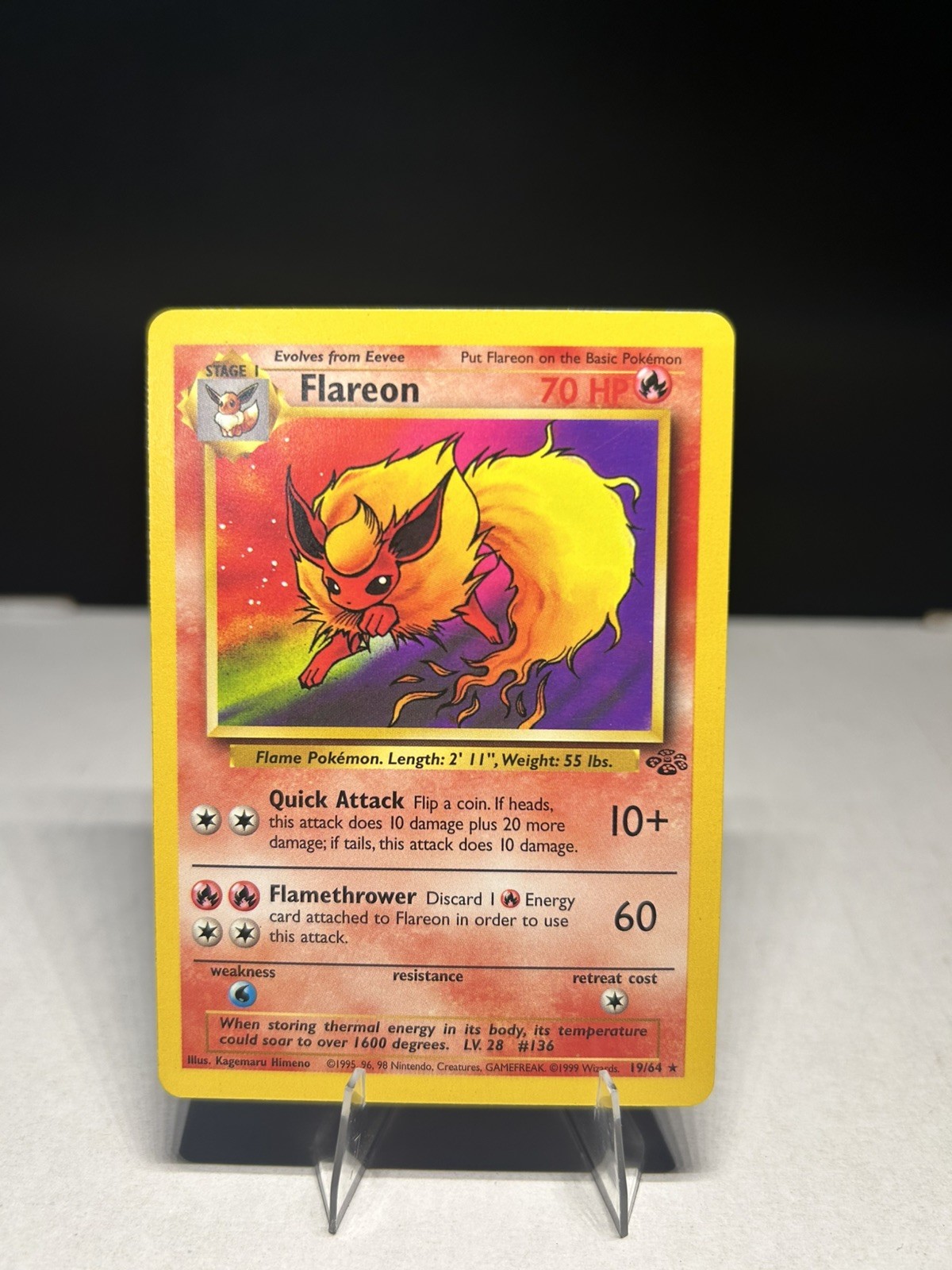 Pokémon TCG Flareon 19/64 Jungle Regular Rare Unlimited 1999 LP/004