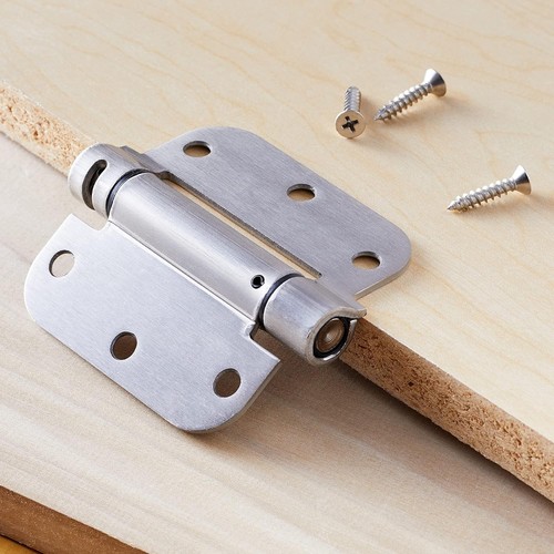 2 Pack Amazon Basics Self-Closing Door Hinge, 3.5 Inch X 3.5 Inch Satin Nickel - Picture 2 of 7