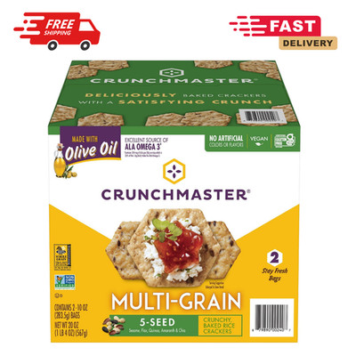 Crunchmaster 5 Seed Multi-Grain Crackers 10 oz 2pk Gluten-Free Non-GMO Oven-Bake