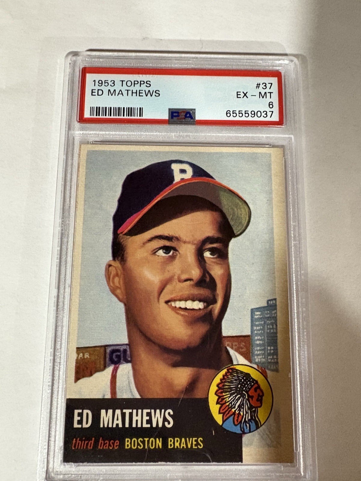 1953 TOPPS ED MATHEWS # 37 PSA GRADE 6 EX/MT