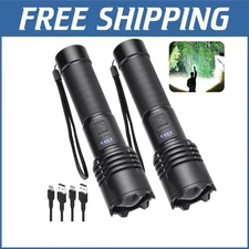Rechargeable Waterproof 99000 Lumen Flashlight Bundle - 2 Pack for Any Adventure