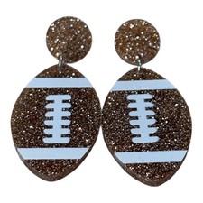 Football Earrings Glitter Dangle Drop Earrings Game Day Jewelry New