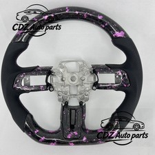 Black Leather Carbon Fiber Steering Wheel Fit For Ford Mustang Gt 2018 2019-2023 Black Leather Carbon Fiber Steering Wheel Fit For Ford Mustang Gt 2018 2019-2023