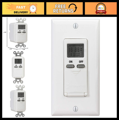 7-Day Digital Time Switch, Single-Pole Programmable Timer, Energy Saving, White