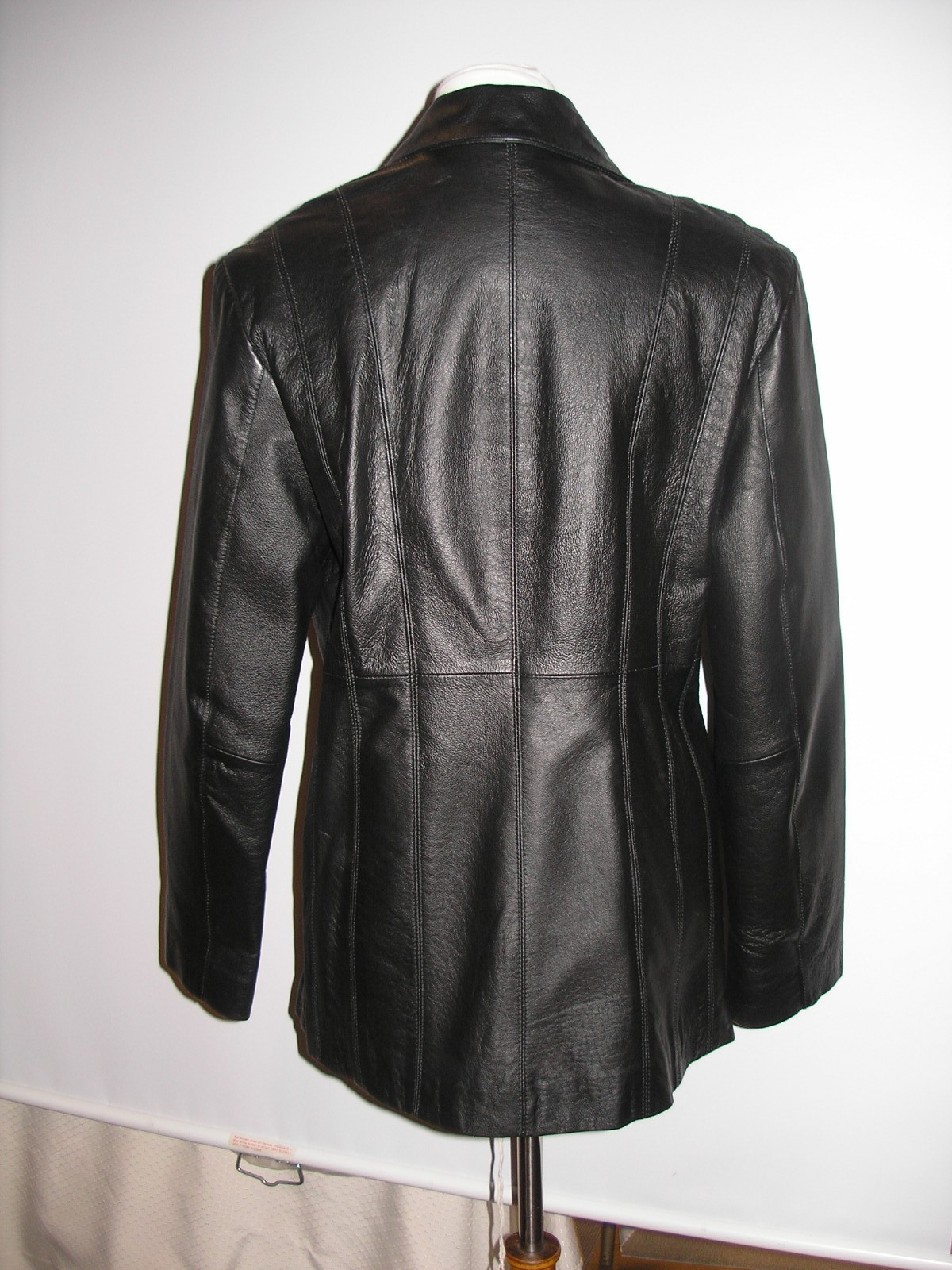 WOMENS BLACK LEATHER JACKET, SOLID BLACK, LARGE - image 3