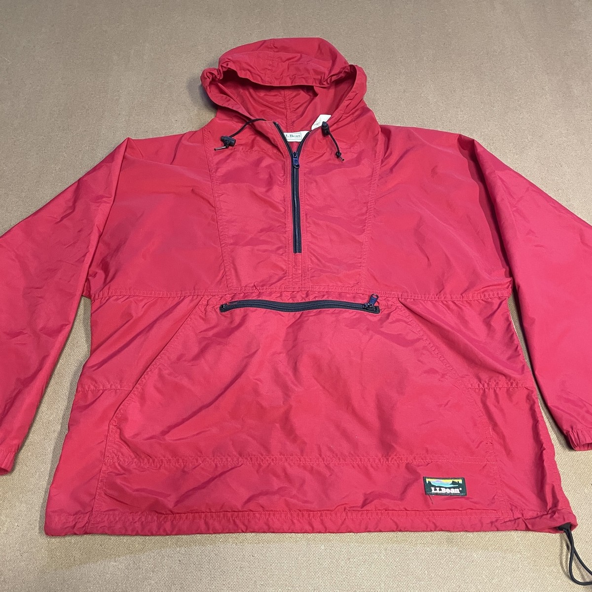 Vintage LL Bean Jacket Mens Large Pullover Hooded Anorak Made USA 